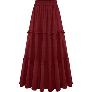 Lightweight Flowy Maxi Skirt with Ruffles & Pockets - Perfect for Every Style